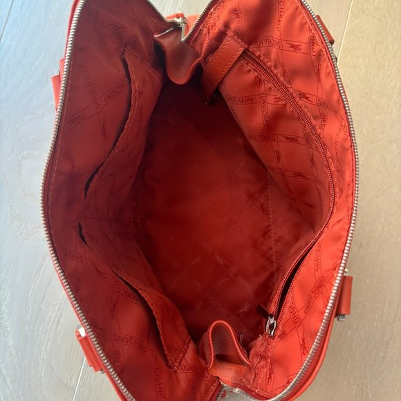 BNWT Lonchamp satchel in orange cowhide leather - Picture 4 of 8